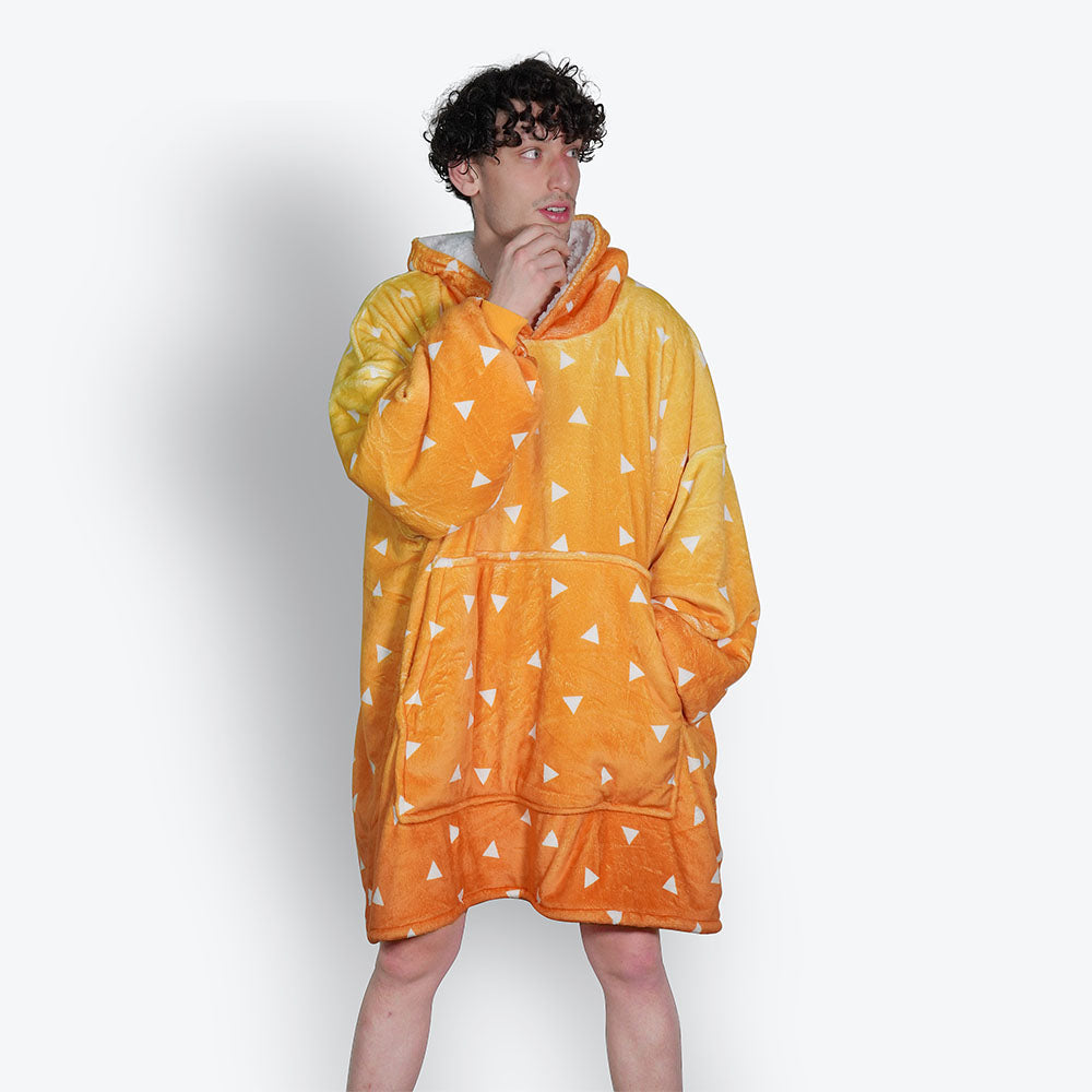 Beeonlyme Agatsuma Zenitsu Demon Slayer Oversized Blanket Hoodie