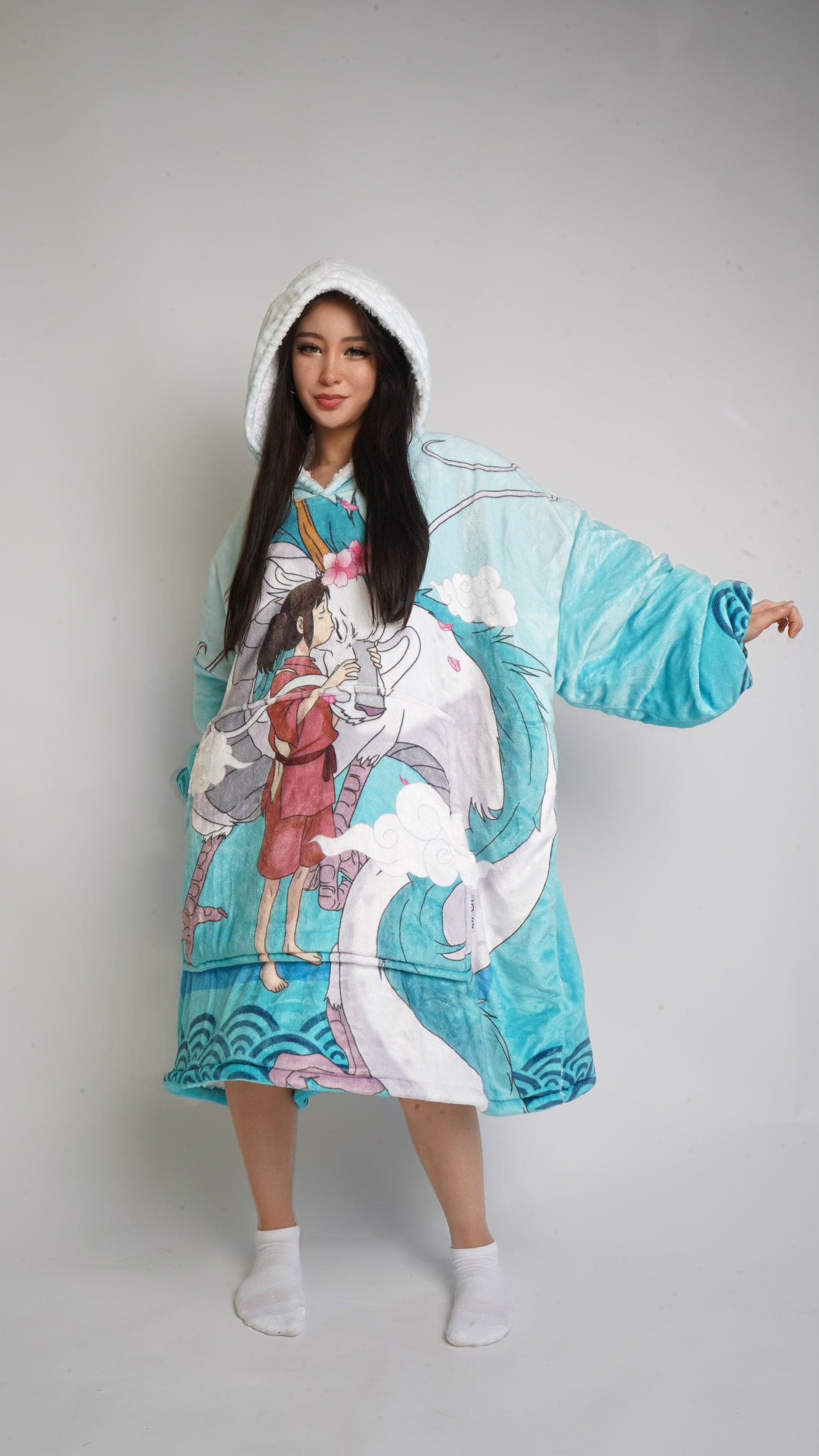 Beeonlyme Chihiro And Haku Spirited Away Oversized Blanket Hoodie