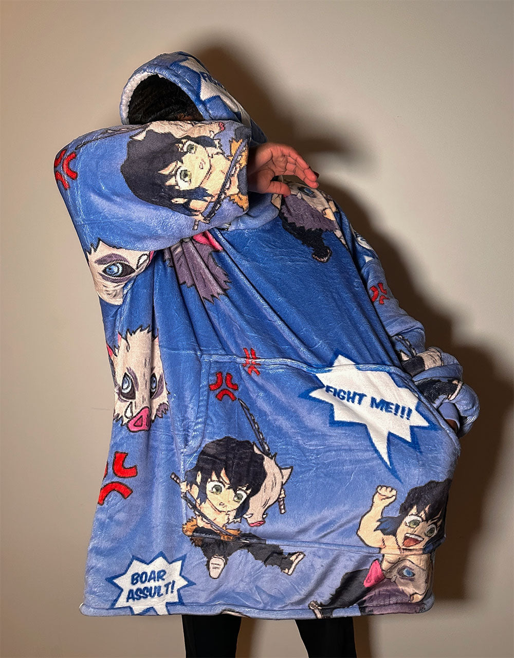 Beeonlyme Inosuke Demon Slayer Oversized Blanket Hoodie