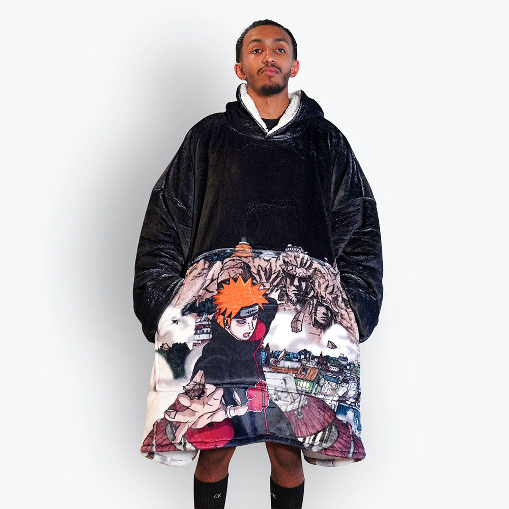 Beeonlyme Pain Naruto Oversized Blanket Hoodie Black